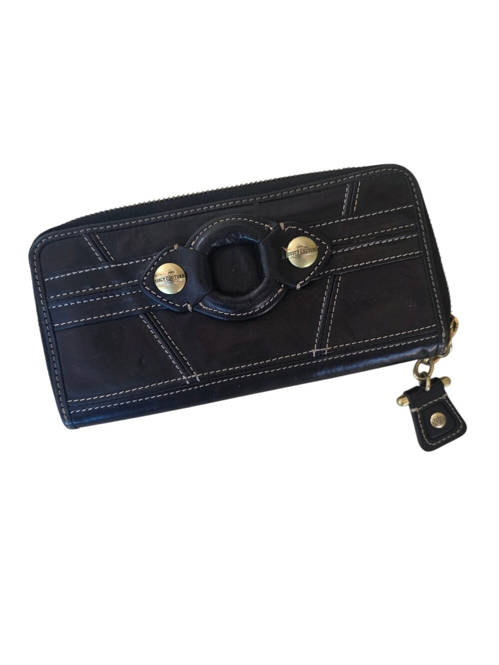 Vintage Juicy Couture Wallet With Brass Logo Accents Zip Around